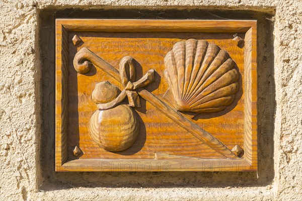 Wooden sign on the pilgrimage trail