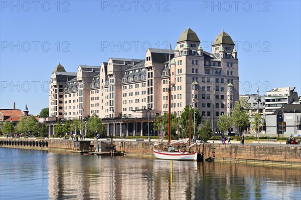 Old warehouse district with harbour warehouse