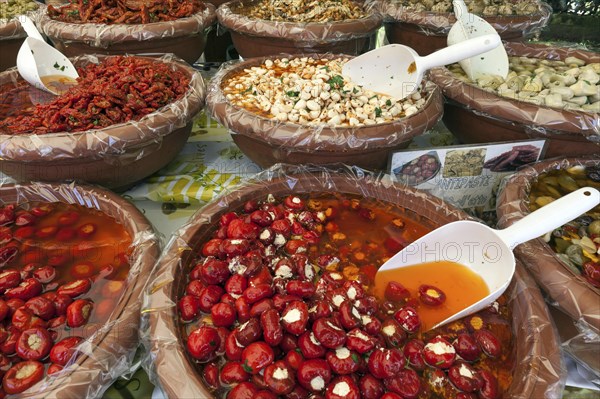 Antipasti at a market stall in Cannobio