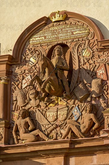 Landgrave on horseback with other figures and war symbols