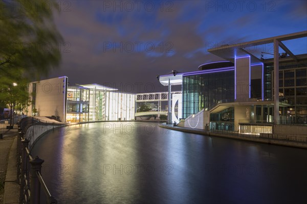 Government quarter Berlin at night with Paul-Lobe-Haus