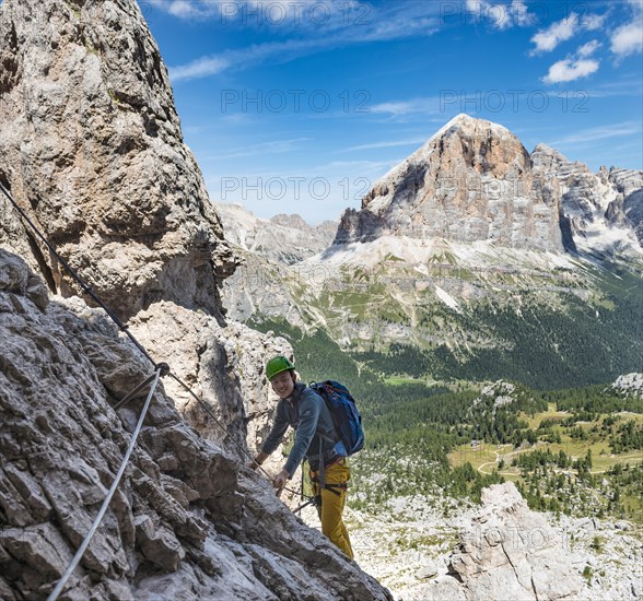 Climbing route via Ferrata Averau