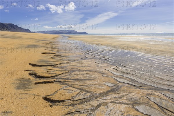 Sand structure with ripple at low tide