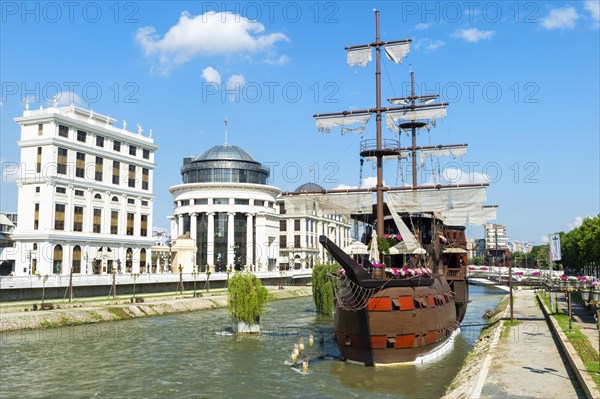 Galleon ship restaurant and bar on Vardar River