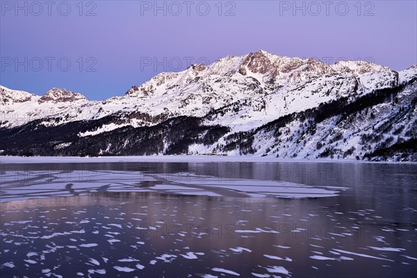 Frozen Lake Silsersee in winter