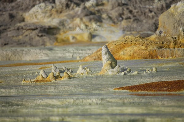 Sulphur sediments in the thermal area of Dallol