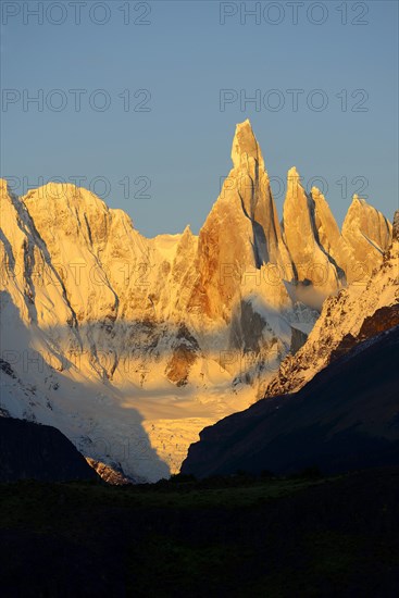 Cerro Torre with snow at sunrise