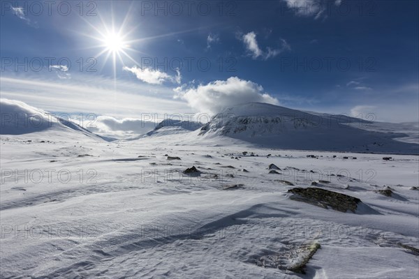 Mountain landscape and mountains in the snow