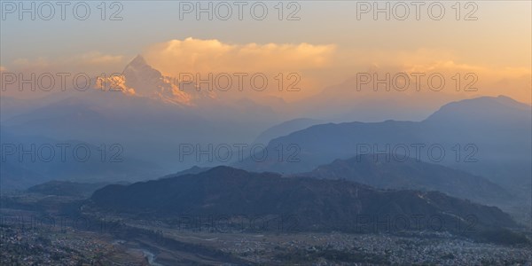 Early morning view over the sacred peak of Machhapuchhare