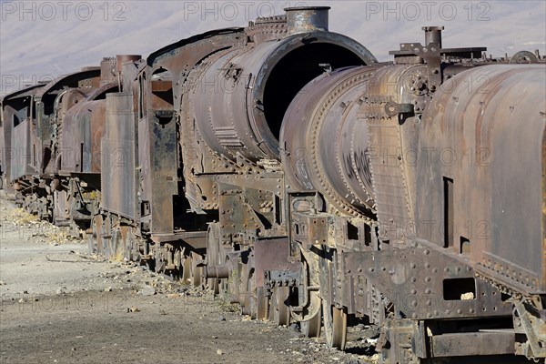 Train with steam locomotive at the railway cemetery