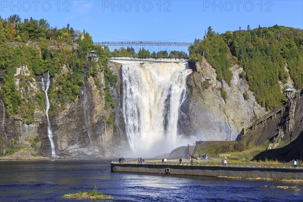 Tourists in front of Montmorency Falls