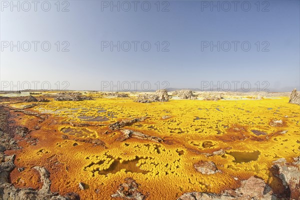 Sulphur sediments in the thermal area of Dallol