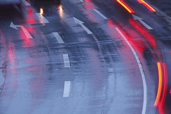 Rain-wet street