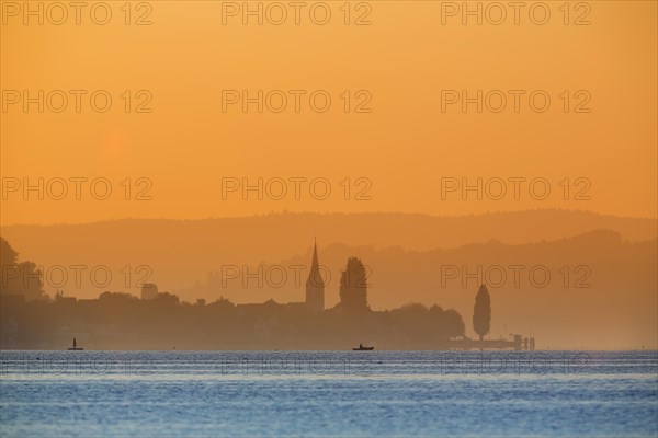 View from the island Reichenau over Lake Constance at sunset