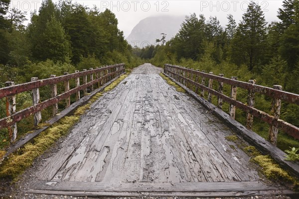 Simple wooden bridge at Mirador Glaciar Exploradores