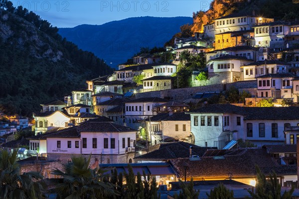 Illuminated Ottoman houses built on the hills