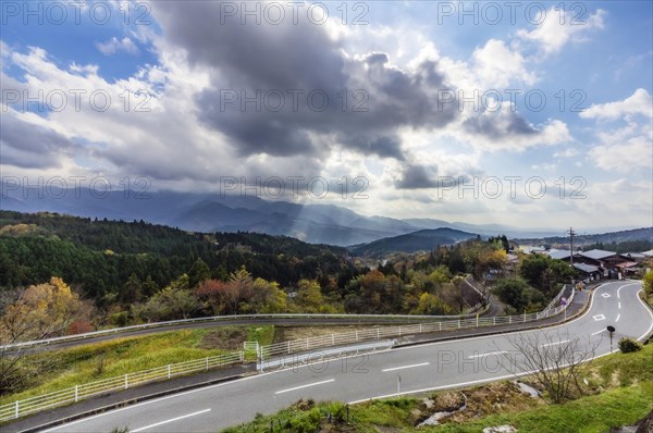 Road through hilly landscape