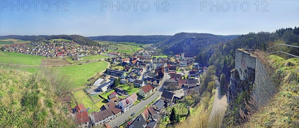 Castle view of Wellheim in the nature park Altmuhltal