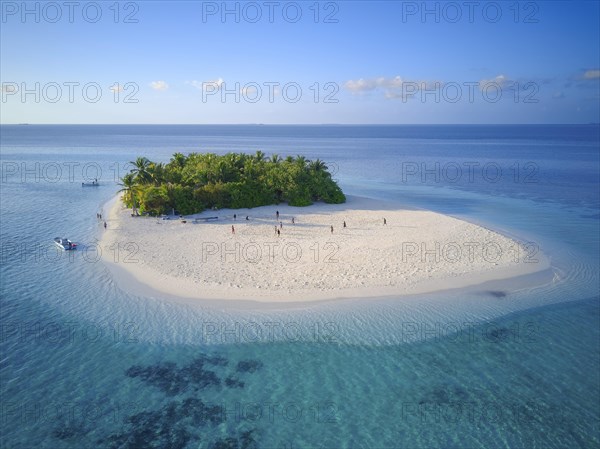 Uninhabited island for day trips with palm trees