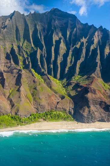 Aerial of the rugged Na Pali Coast