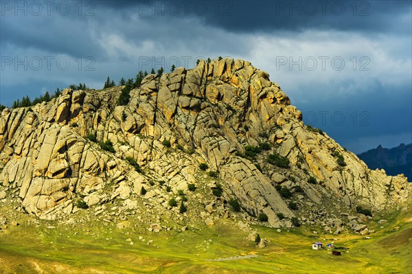 Mountain in the steppe landscape