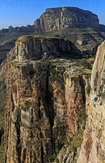 Rugged rock faces in the Gheralta Mountains