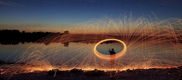 A hoarfrost with sparks at a lake