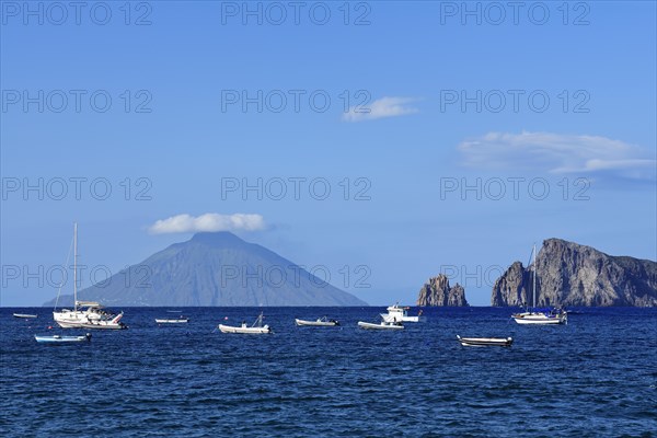 Port of San Pietro overlooking the island of Stromboli