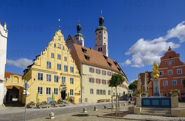 Market square and church towers of the parish church St. Emmeram