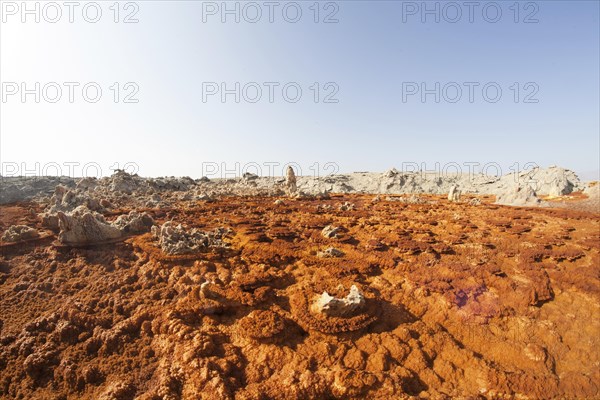 Sulphur sediments in the thermal area of Dallol