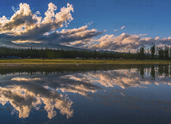 Khuvsgul Lake with dramatic clouds and water reflections