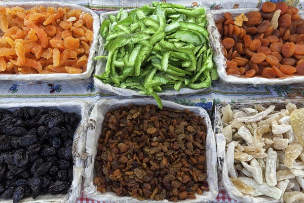 Candied fruits at a market stall in Cannobio