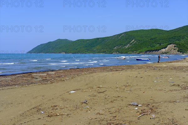 Polluted beach in Fushe-Drac near Durres