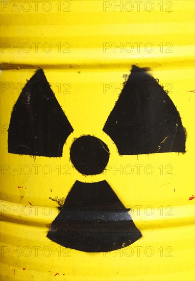 Yellow bin with radioactivity sign