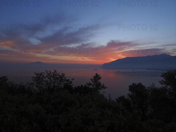 Sunrise and dawn in the gulf of Naples at Sorrento