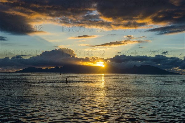 Dramatic sunset over Moorea