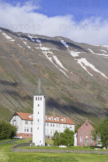 Cathedral church with steeple