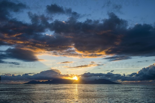 Dramatic sunset over Moorea