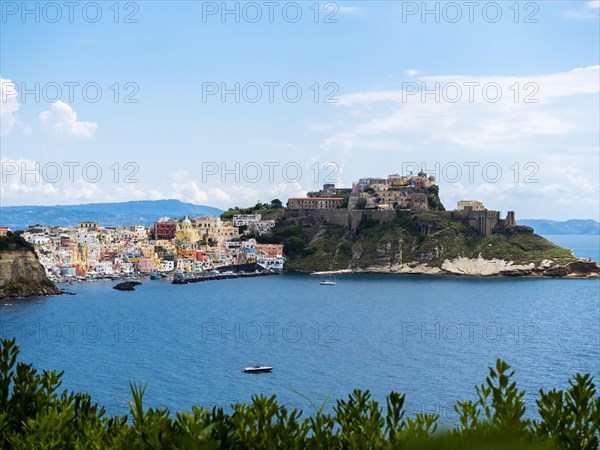 View of the island of Procida with its colourful houses