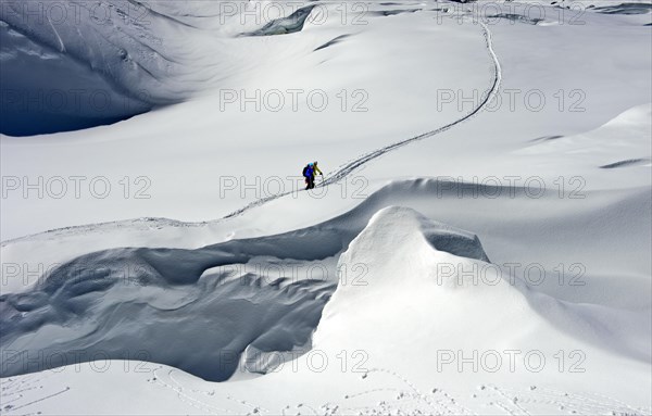 Two ski mountaineers on the Lang Glacier