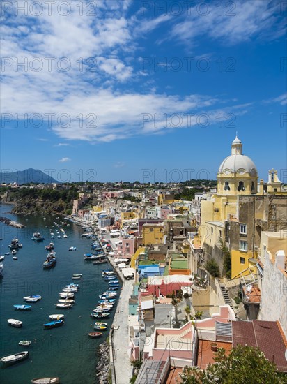 View of the island of Procida with its colourful houses