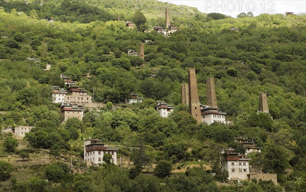 Defensive towers between Tibetan houses