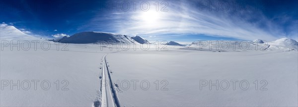 Traces of ski tourer in the snow