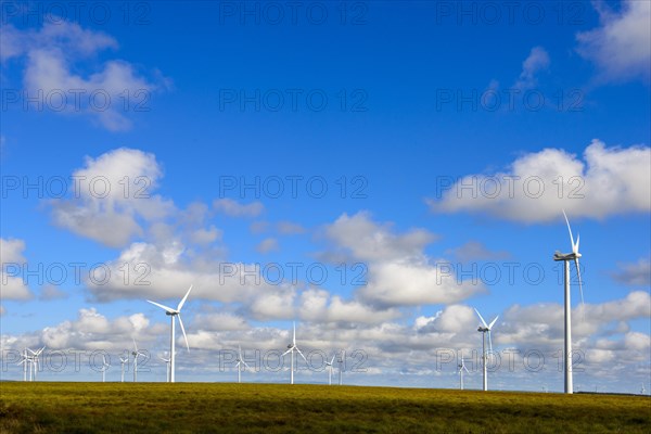 Wind turbines with cloudy skies near Lybster