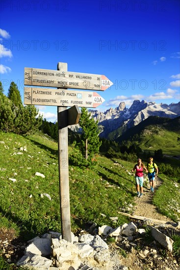 Hikers on the ascent from the Prato Piazza to the summit of the Durrenstein