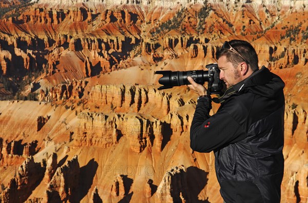 Photographer Norbert Eisele-Hein at Spectra Point, Cedar Breaks National Monument