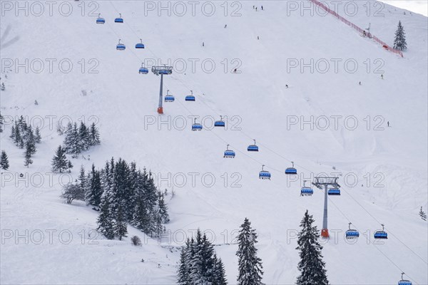 Six-seater chairlift in the Sudelfeld skiing area, Mangfall Mountains