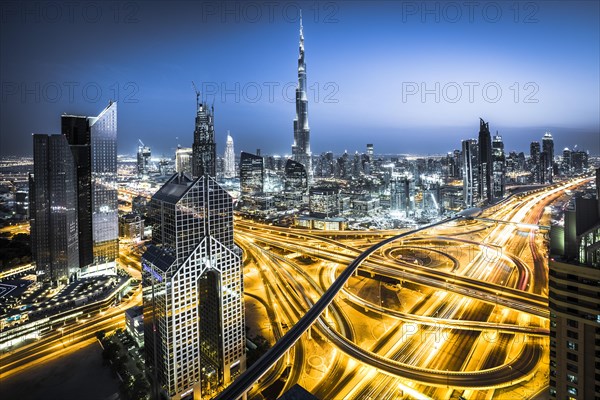 View of skyline from Shangri La Hotel at dusk