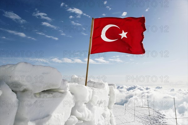 Turkish flag in the snow