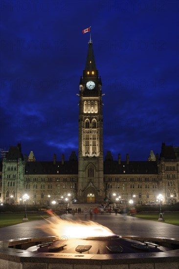 Parliament with symbolic flame